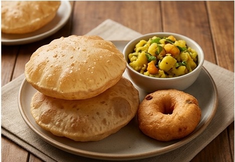 Poori masala with vada